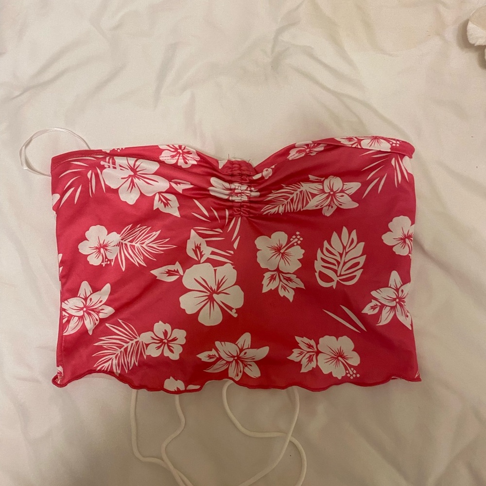 SHEIN White and Pink Crop Top